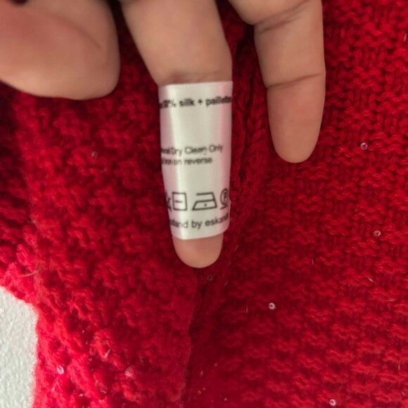 eskandar cashmere/silk cardigan - OS, red with sequins - Picture 3 of 5